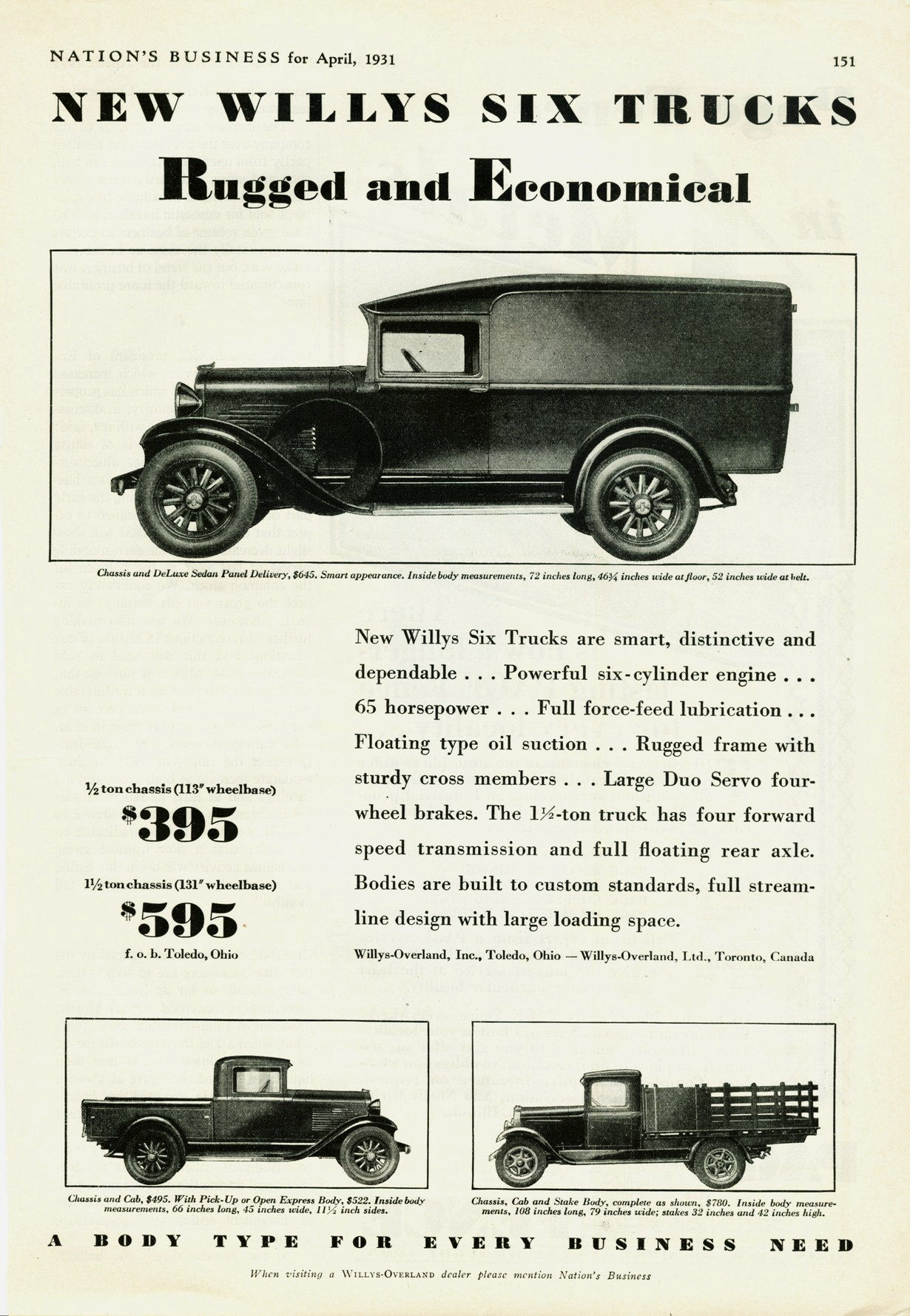 1931 Willys Auto Advertising